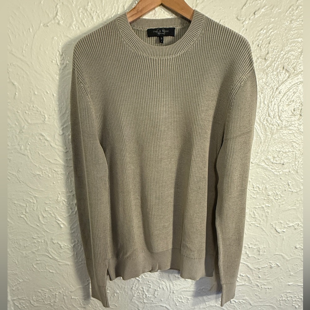 rag & bone Tan Crewneck Sweater Knit Minimalist
